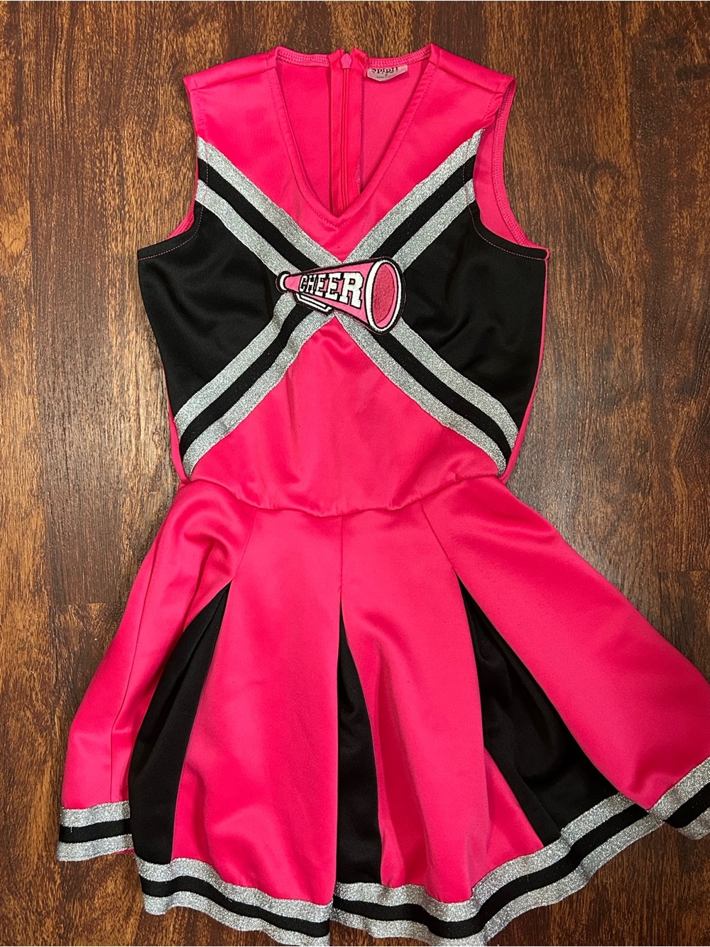 Spirit Girls Hot Pink & Black Cheerleader Dress with Silver Trim